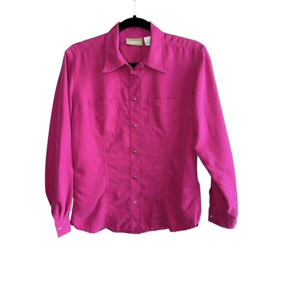 Liz Claiborne Lizwear Fuchsia Pink Casual Button Front Shirt Size Small - Picture 1 of 8